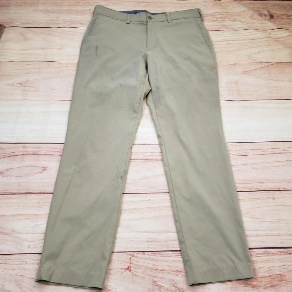 Ben Hogan Pants Mens 32x30 Beige Chino Flat‎ Front Straight Leg Golf Casual